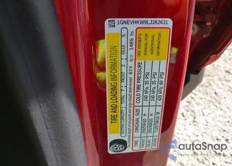 2020 Chevrolet Traverse Awd Lt Leather z USA, uszkodzony, nr VIN 1GNEVHKW9LJ262631